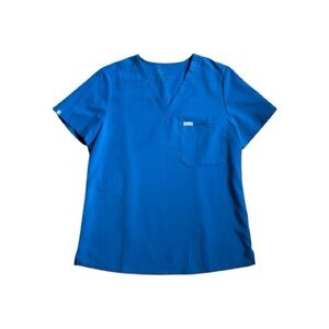 FIGS Catarina Scrub Top Women's Size Medium Alps Blue‎ Short Sleeve One-Pocket